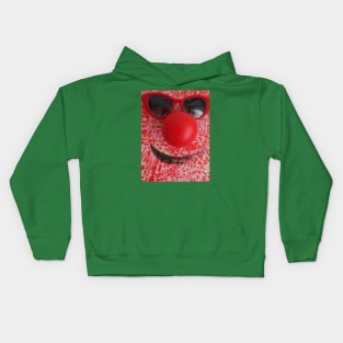 a red nose and a pair of black glasses Kids Hoodie